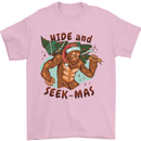 Bigfoot Hide and Seekmas Funny Christmas Mens T-Shirt Cotton Gildan Light Pink