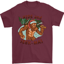 Bigfoot Hide and Seekmas Funny Christmas Mens T-Shirt Cotton Gildan Maroon