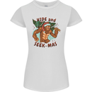 Bigfoot Hide and Seekmas Funny Christmas Womens Petite Cut T-Shirt White