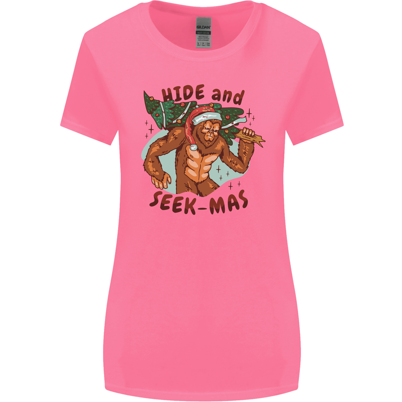 Bigfoot Hide and Seekmas Funny Christmas Womens Wider Cut T-Shirt Azalea