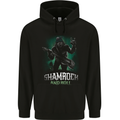 Bigfoot Shamrock n Roll Funny St Patricks Day Childrens Kids Hoodie Black