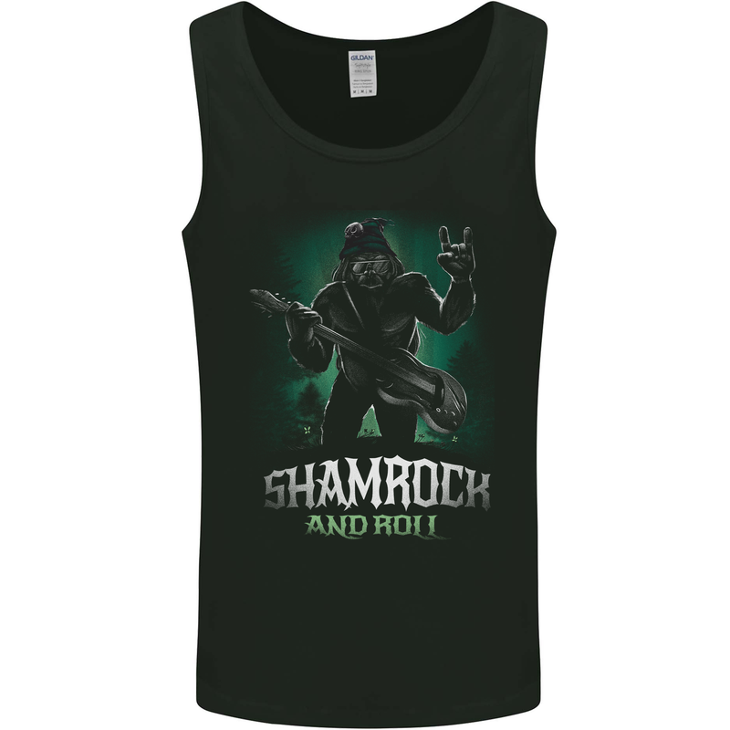 Bigfoot Shamrock n Roll Funny St Patricks Day Mens Vest Tank Top Black