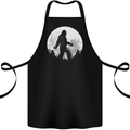 Bigfoot With a Moon Background Cotton Apron 100% Organic Black