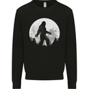 Bigfoot With a Moon Background Kids Sweatshirt Jumper Black