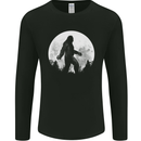 Bigfoot With a Moon Background Mens Long Sleeve T-Shirt Black