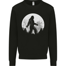 Bigfoot With a Moon Background Mens Sweatshirt Jumper Black