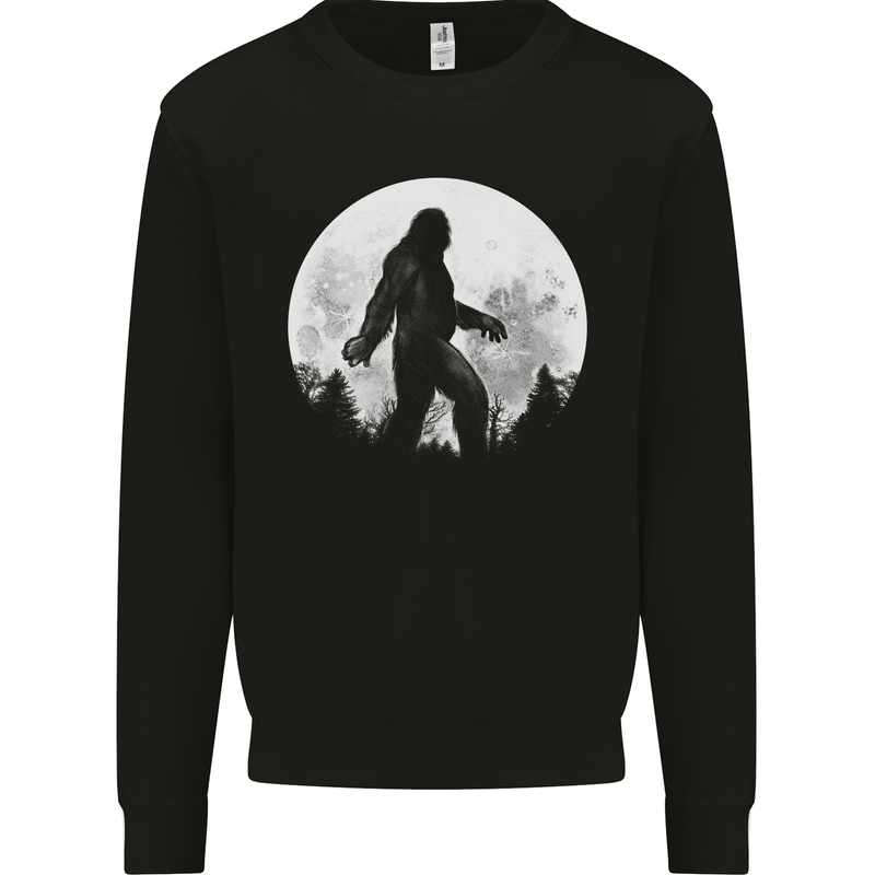 Bigfoot With a Moon Background Mens Sweatshirt Jumper Black