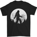 Bigfoot With a Moon Background Mens T-Shirt 100% Cotton Black