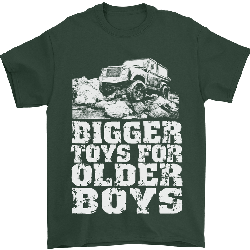 Bigger Toys Older Boys 4X4 Off Roading Mens T-Shirt Cotton Gildan Forest Green