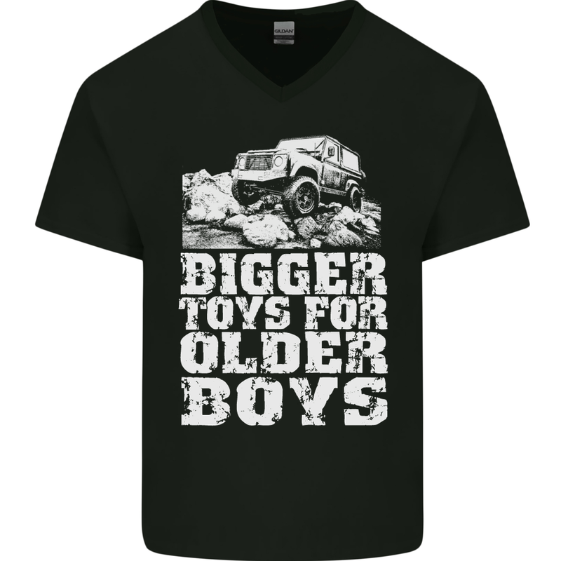 Bigger Toys Older Boys 4X4 Off Roading Mens V-Neck Cotton T-Shirt Black