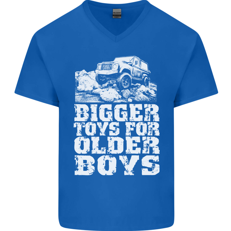 Bigger Toys Older Boys 4X4 Off Roading Mens V-Neck Cotton T-Shirt Royal Blue