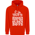 Bigger Toys Older Boys Motorbike Biker Mens 80% Cotton Hoodie Bright Red