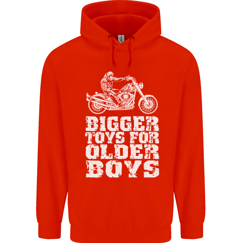 Bigger Toys Older Boys Motorbike Biker Mens 80% Cotton Hoodie Bright Red