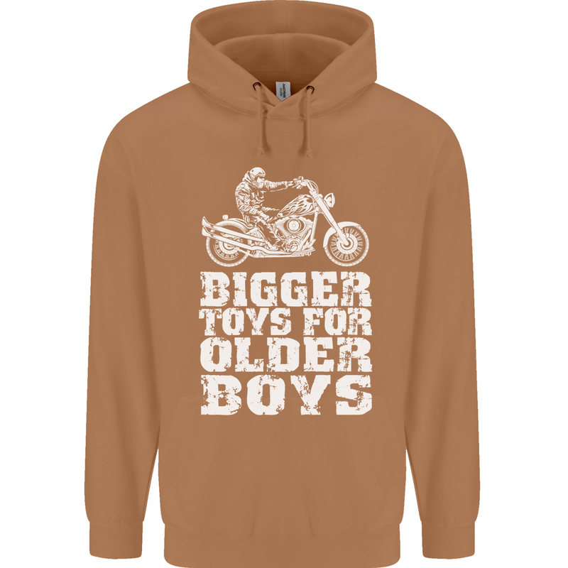 Bigger Toys Older Boys Motorbike Biker Mens 80% Cotton Hoodie Caramel Latte