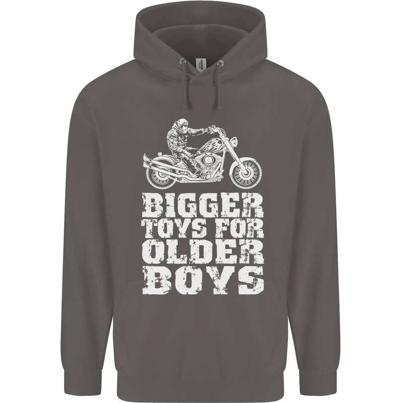 Bigger Toys Older Boys Motorbike Biker Mens 80% Cotton Hoodie Charcoal