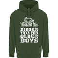 Bigger Toys Older Boys Motorbike Biker Mens 80% Cotton Hoodie Forest Green