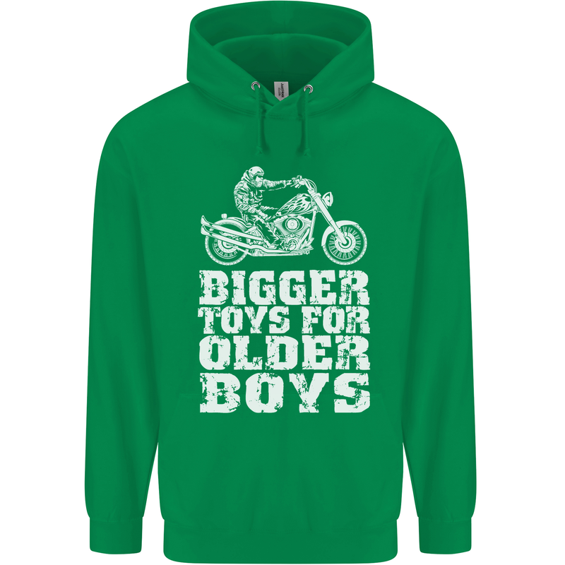 Bigger Toys Older Boys Motorbike Biker Mens 80% Cotton Hoodie Irish Green