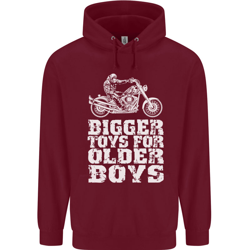 Bigger Toys Older Boys Motorbike Biker Mens 80% Cotton Hoodie Maroon