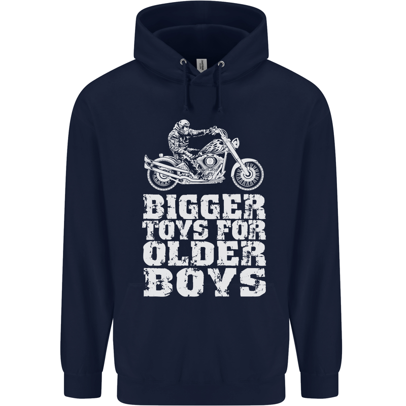 Bigger Toys Older Boys Motorbike Biker Mens 80% Cotton Hoodie Navy Blue