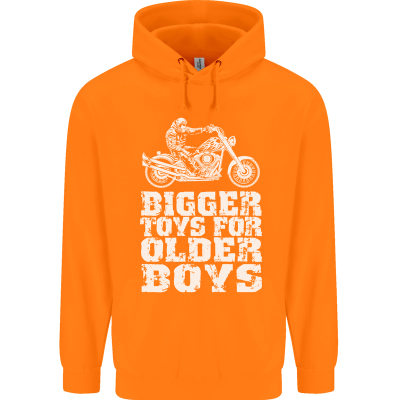Bigger Toys Older Boys Motorbike Biker Mens 80% Cotton Hoodie Orange