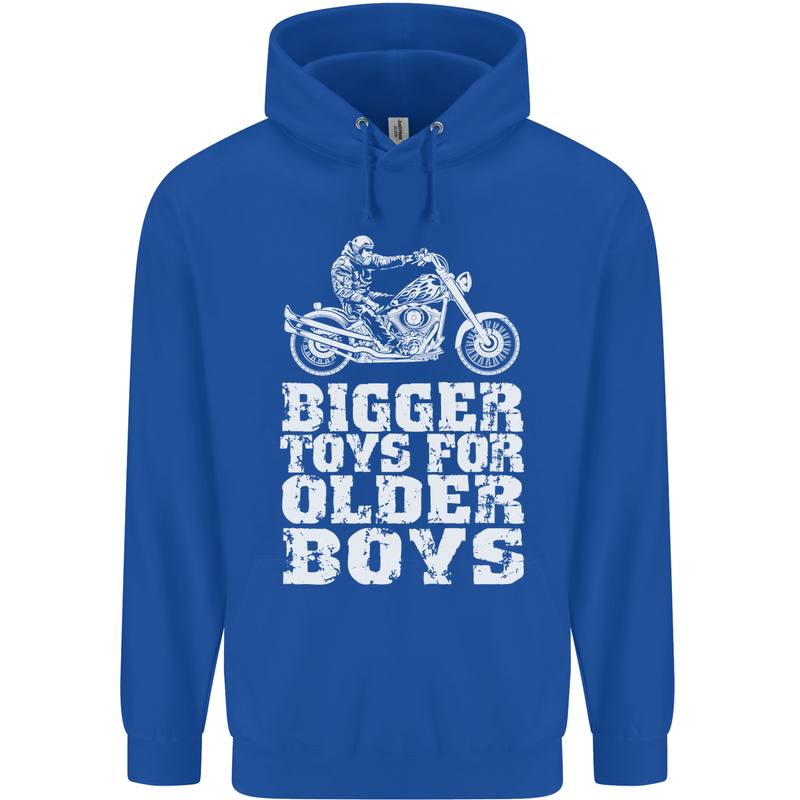 Bigger Toys Older Boys Motorbike Biker Mens 80% Cotton Hoodie Royal Blue