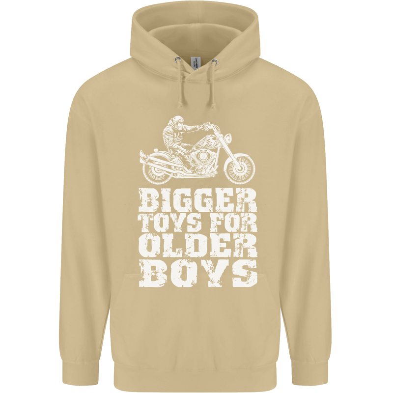 Bigger Toys Older Boys Motorbike Biker Mens 80% Cotton Hoodie Sand