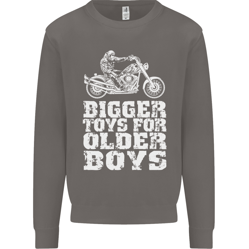 Bigger Toys Older Boys Motorbike Biker Mens Sweatshirt Jumper Charcoal