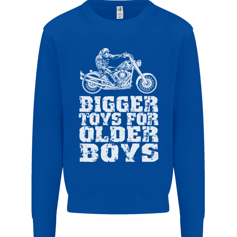 Bigger Toys Older Boys Motorbike Biker Mens Sweatshirt Jumper Royal Blue