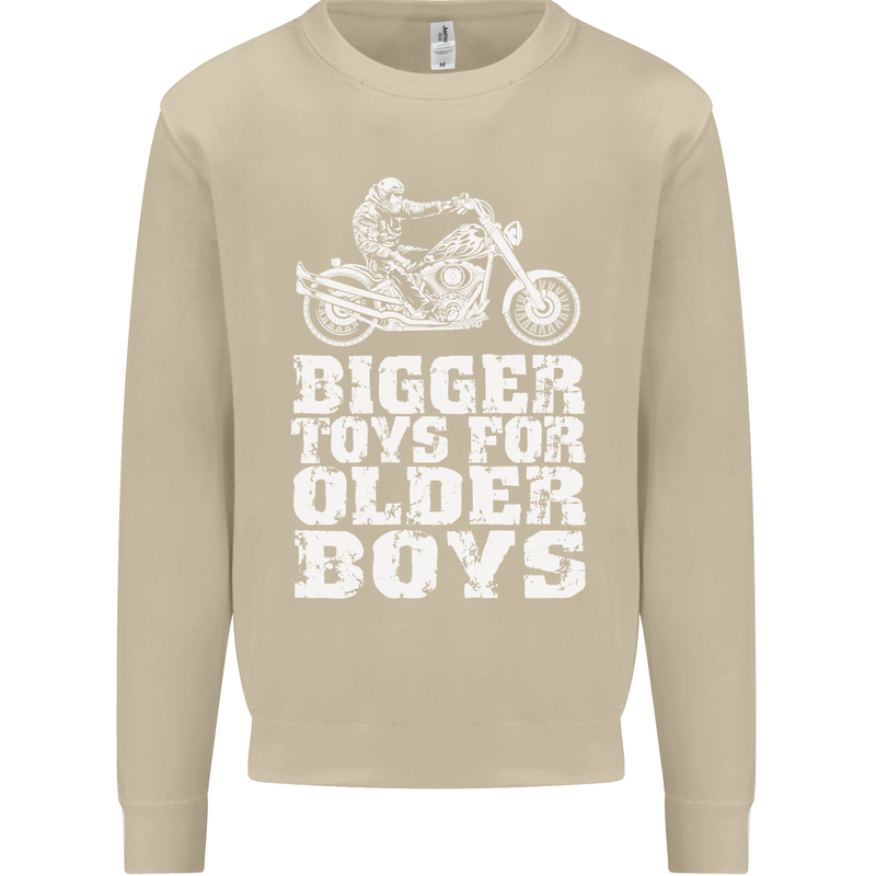 Bigger Toys Older Boys Motorbike Biker Mens Sweatshirt Jumper Sand