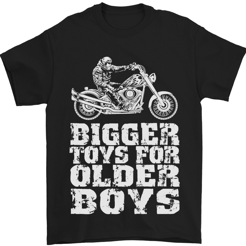 Bigger Toys Older Boys Motorbike Biker Mens T-Shirt Cotton Gildan Black