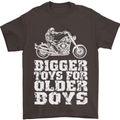 Bigger Toys Older Boys Motorbike Biker Mens T-Shirt Cotton Gildan Dark Chocolate