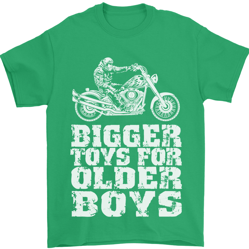 Bigger Toys Older Boys Motorbike Biker Mens T-Shirt Cotton Gildan Irish Green