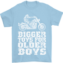 Bigger Toys Older Boys Motorbike Biker Mens T-Shirt Cotton Gildan Light Blue