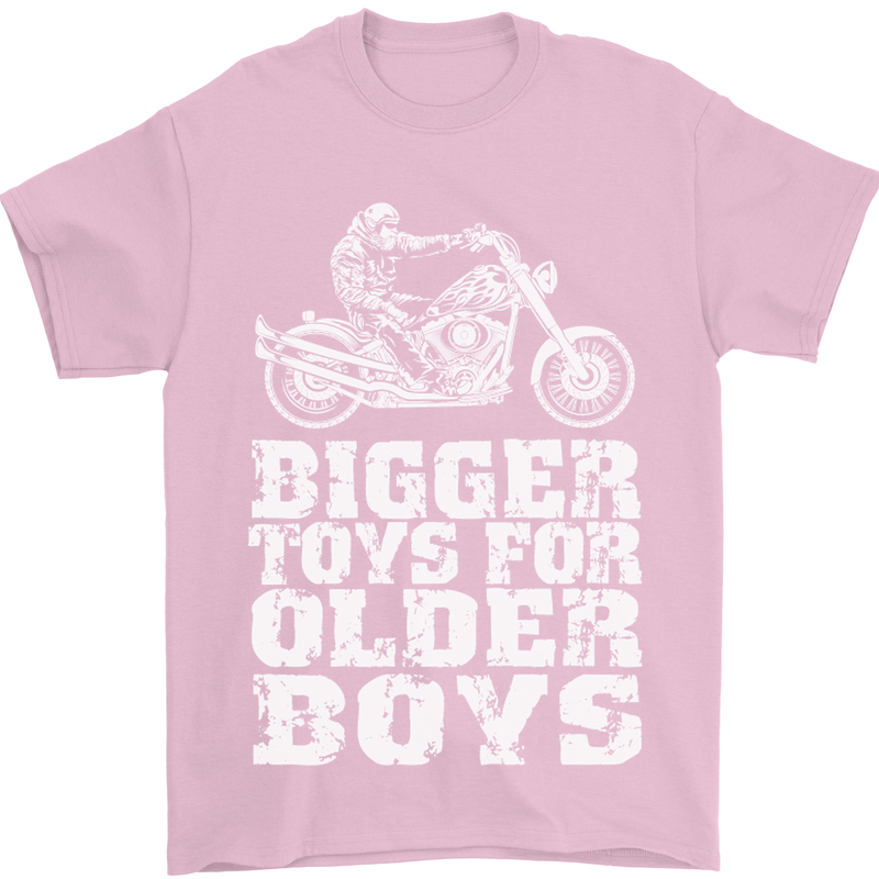 Bigger Toys Older Boys Motorbike Biker Mens T-Shirt Cotton Gildan Light Pink