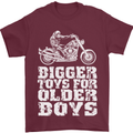 Bigger Toys Older Boys Motorbike Biker Mens T-Shirt Cotton Gildan Maroon