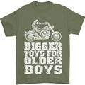 Bigger Toys Older Boys Motorbike Biker Mens T-Shirt Cotton Gildan Military Green