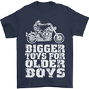 Bigger Toys Older Boys Motorbike Biker Mens T-Shirt Cotton Gildan Navy Blue