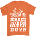 Bigger Toys Older Boys Motorbike Biker Mens T-Shirt Cotton Gildan Orange