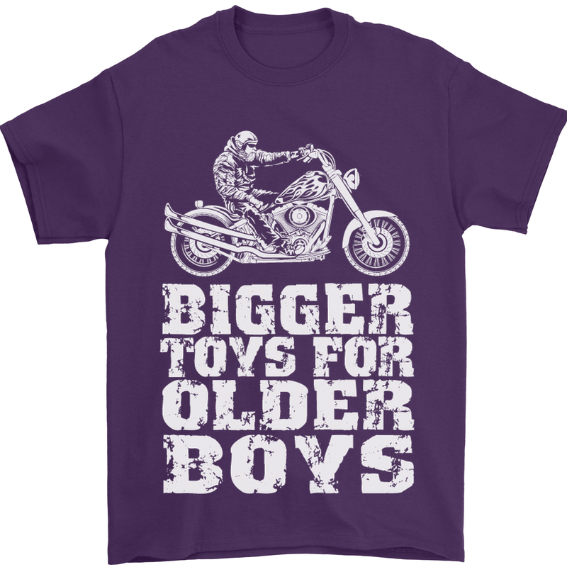 Bigger Toys Older Boys Motorbike Biker Mens T-Shirt Cotton Gildan Purple