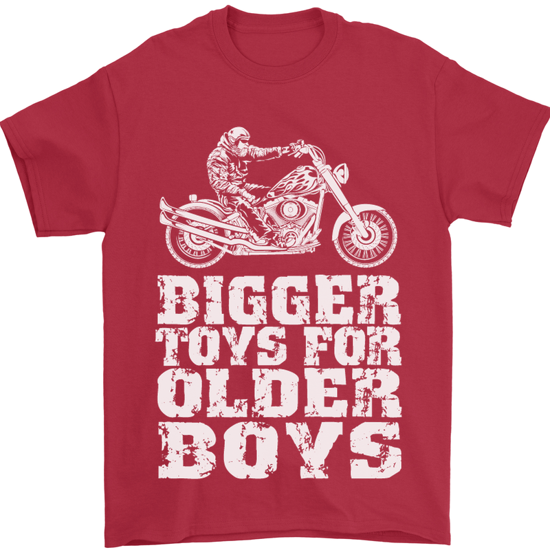 Bigger Toys Older Boys Motorbike Biker Mens T-Shirt Cotton Gildan Red