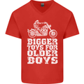 Bigger Toys Older Boys Motorbike Biker Mens V-Neck Cotton T-Shirt Red