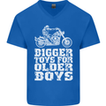 Bigger Toys Older Boys Motorbike Biker Mens V-Neck Cotton T-Shirt Royal Blue