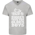 Bigger Toys Older Boys Motorbike Biker Mens V-Neck Cotton T-Shirt Sports Grey