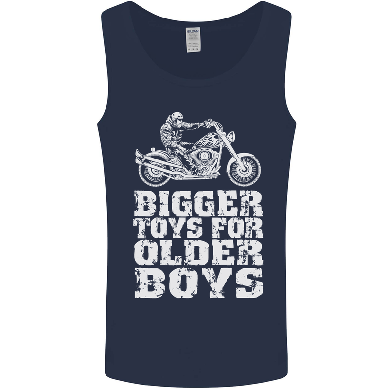 Bigger Toys Older Boys Motorbike Biker Mens Vest Tank Top Navy Blue