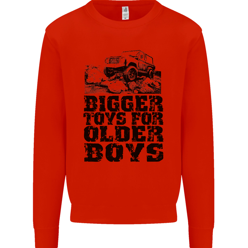 Bigger Toys Older Boys Off Roading Road 4x4 Mens Sweatshirt Jumper Bright Red