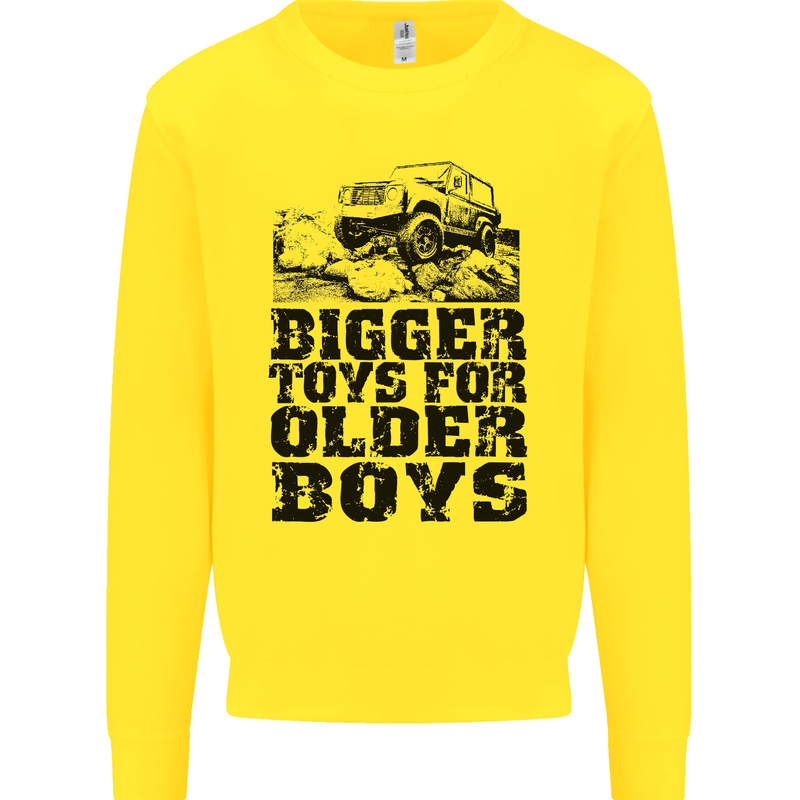 Bigger Toys Older Boys Off Roading Road 4x4 Mens Sweatshirt Jumper Yellow