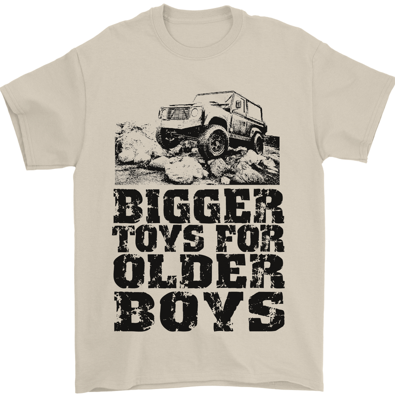 Bigger Toys Older Boys Off Roading Road 4x4 Mens T-Shirt Cotton Gildan Sand