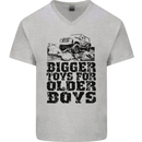 Bigger Toys Older Boys Off Roading Road 4x4 Mens V-Neck Cotton T-Shirt Sports Grey