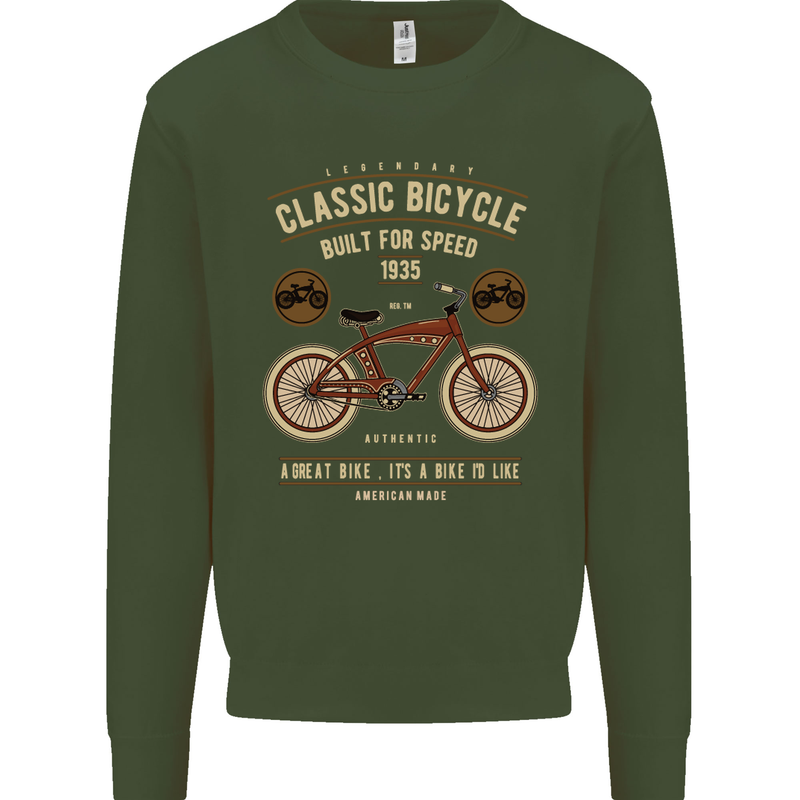 Bike Built for Speed Cycling Bicycle Kids Sweatshirt Jumper Forest Green
