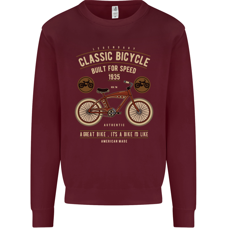 Bike Built for Speed Cycling Bicycle Kids Sweatshirt Jumper Maroon